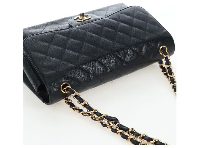 Borsa CHANEL Chain Big Matelasse30 Pelle Caviar Nero Oro CC Auth BA16027SAV D'oro - vista 6