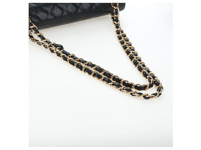 Borsa CHANEL Chain Big Matelasse30 Pelle Caviar Nero Oro CC Auth BA16027SAV D'oro - vista 7