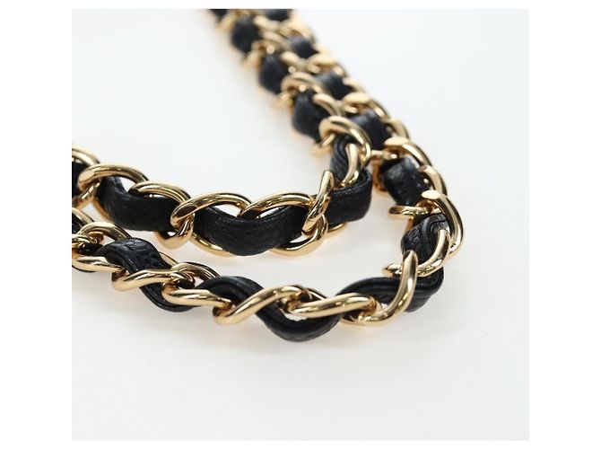 Borsa CHANEL Chain Big Matelasse30 Pelle Caviar Nero Oro CC Auth BA16027SAV D'oro - vista 8