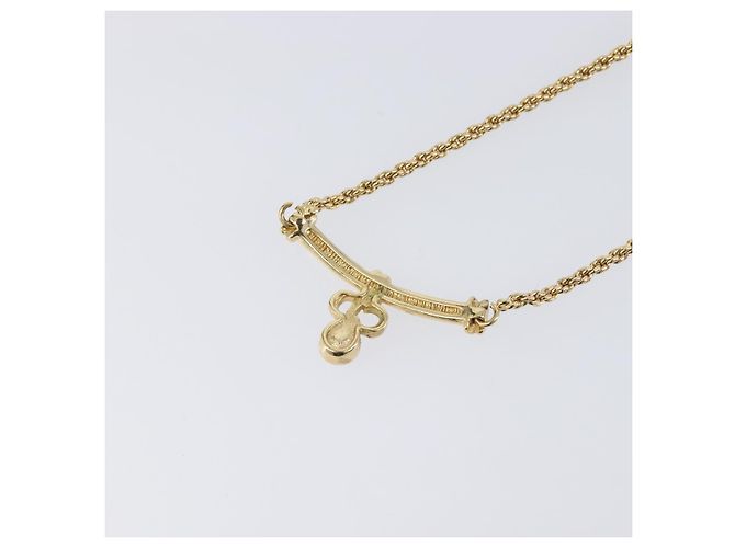Collana Christian Dior CD Stone metallo Gold Auth 205476 D'oro - vista 10