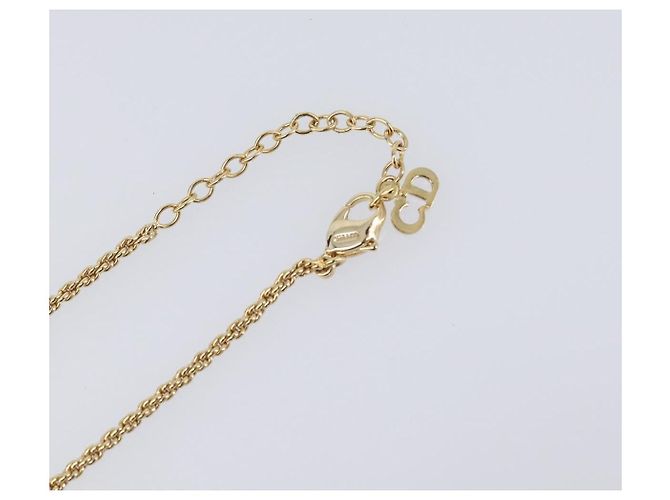 Collana Christian Dior CD Stone metallo Gold Auth 205476 D'oro - vista 14