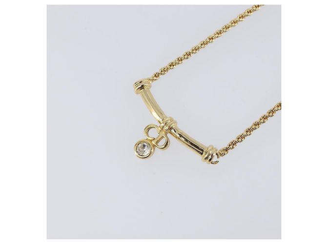 Collana Christian Dior CD Stone metallo Gold Auth 205476 D'oro - vista 3