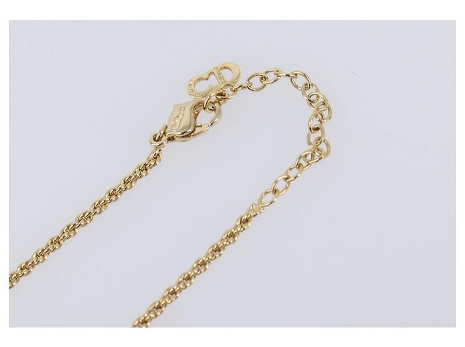 Collana Christian Dior CD Stone metallo Gold Auth 205476 D'oro - vista 7