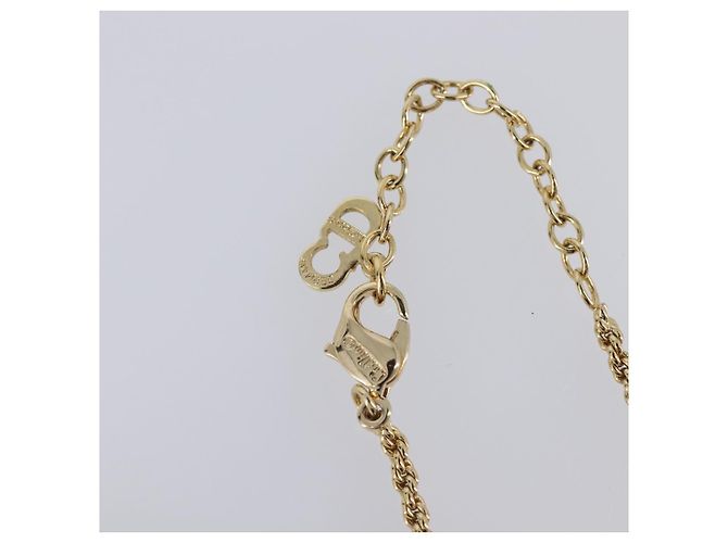 Collana Christian Dior CD Stone metallo Gold Auth 205476 D'oro - vista 8