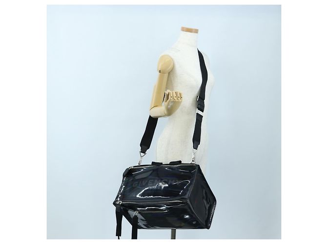 GIVENCHY Pandora Schultertasche Lackleder Schwarz Silber Auth gh2410A - Ansicht 31