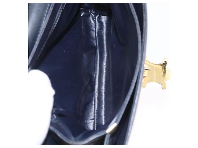 Céline Bolso de Hombro CELINE Cuero Navy Gold Auth 206422A Dorado Azul marino - vista 10