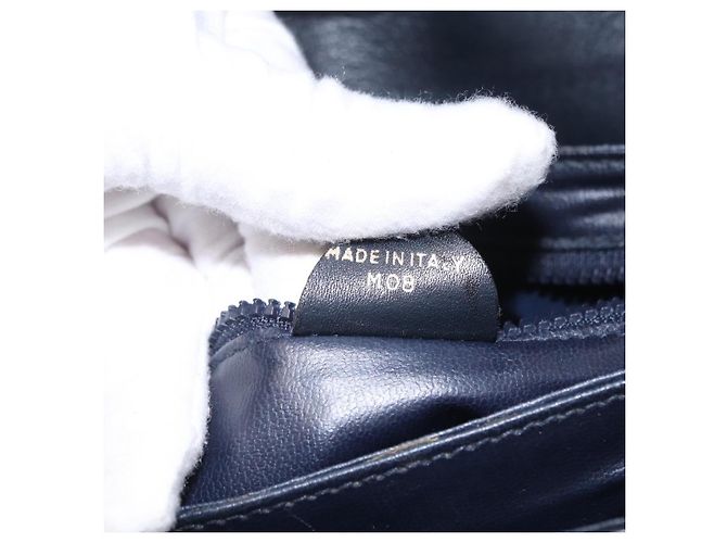 Céline Bolso de Hombro CELINE Cuero Navy Gold Auth 206422A Dorado Azul marino - vista 11