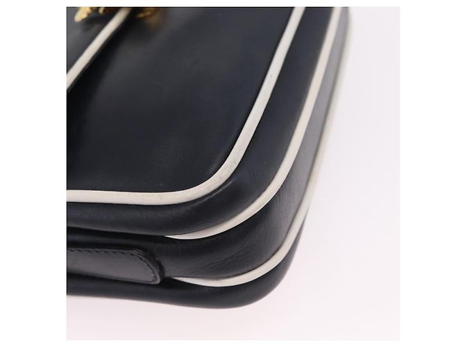 Céline Bolso de Hombro CELINE Cuero Navy Gold Auth 206422A Dorado Azul marino - vista 18