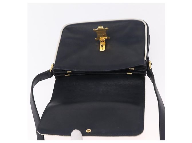 Céline Bolso de Hombro CELINE Cuero Navy Gold Auth 206422A Dorado Azul marino - vista 23