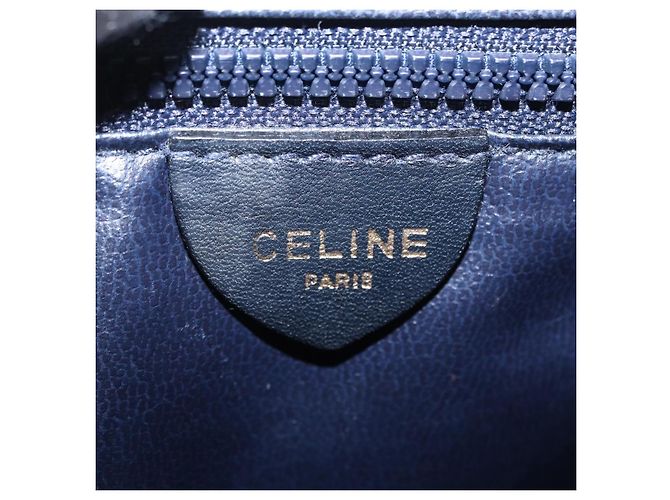 Céline Bolso de Hombro CELINE Cuero Navy Gold Auth 206422A Dorado Azul marino - vista 26