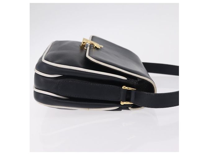 Céline Bolso de Hombro CELINE Cuero Navy Gold Auth 206422A Dorado Azul marino - vista 3