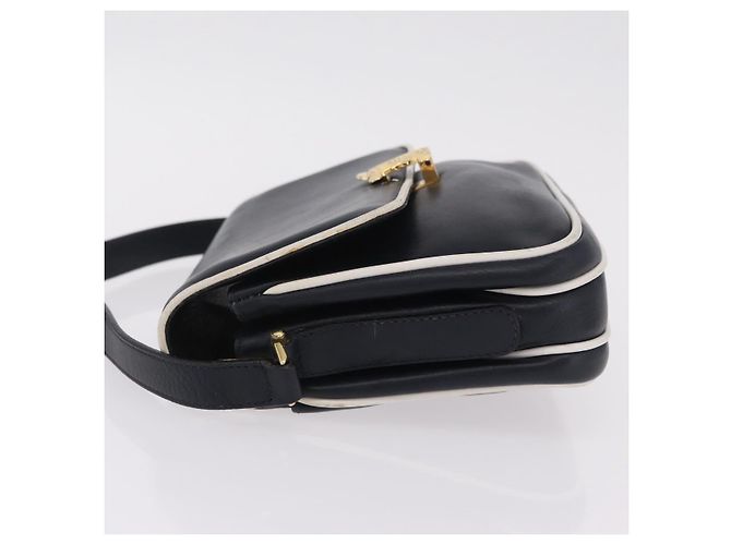 Céline Bolso de Hombro CELINE Cuero Navy Gold Auth 206422A Dorado Azul marino - vista 4