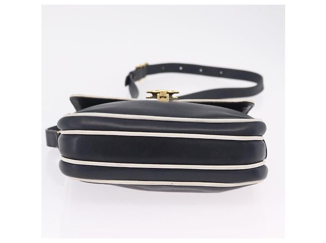 Céline Bolso de Hombro CELINE Cuero Navy Gold Auth 206422A Dorado Azul marino - vista 6