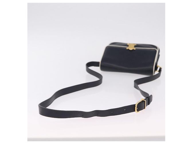 Céline Bolso de Hombro CELINE Cuero Navy Gold Auth 206422A Dorado Azul marino - vista 7