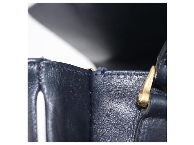 Céline Bolso de Hombro CELINE Cuero Navy Gold Auth 206422A Dorado Azul marino - vista 9