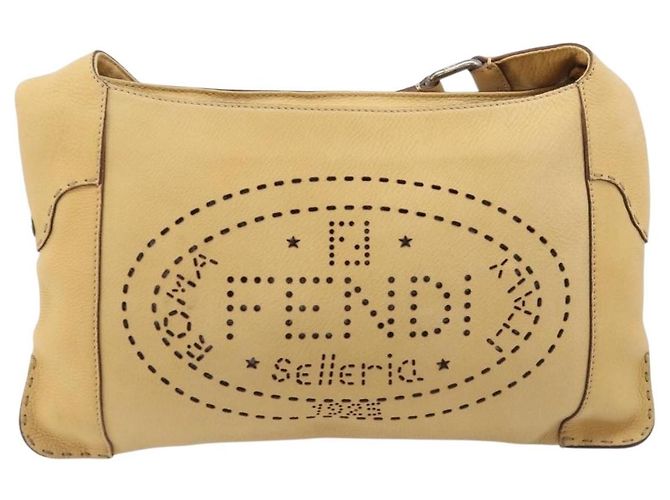 FENDI Celeria Schultertasche aus Leder Beige Silber 8BT113 Auth BA16119 - Ansicht 13