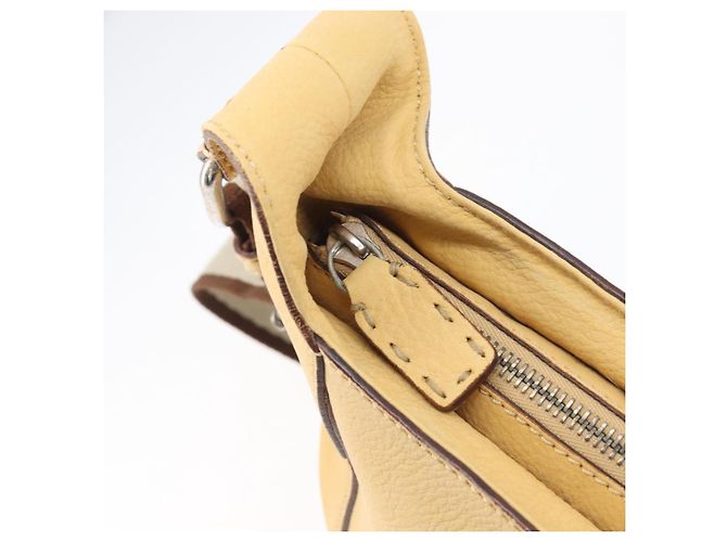 FENDI Celeria Schultertasche aus Leder Beige Silber 8BT113 Auth BA16119 - Ansicht 18