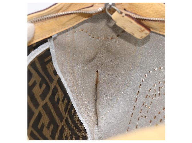 FENDI Celeria Schultertasche aus Leder Beige Silber 8BT113 Auth BA16119 - Ansicht 20