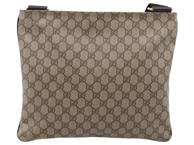 Borsa a Tracolla GUCCI GG Supreme PVC Beige Tono Oro 201446 Auth ka6509 - vista 2