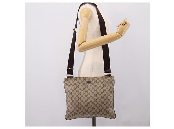 Borsa a Tracolla GUCCI GG Supreme PVC Beige Tono Oro 201446 Auth ka6509 - vista 22