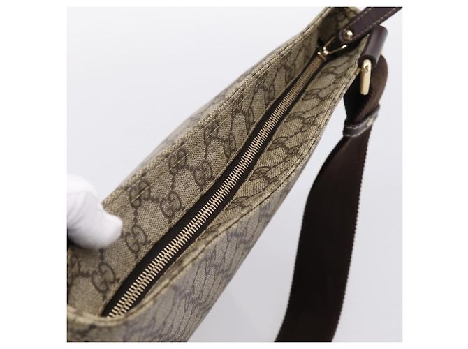Borsa a Tracolla GUCCI GG Supreme PVC Beige Tono Oro 201446 Auth ka6509 - vista 6