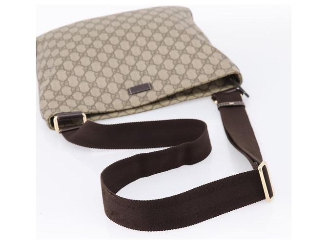 Borsa a Tracolla GUCCI GG Supreme PVC Beige Tono Oro 201446 Auth ka6509 - vista 7
