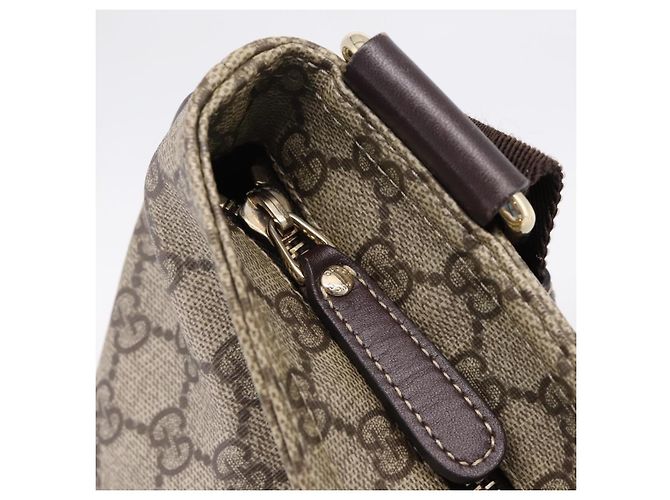 Borsa a Tracolla GUCCI GG Supreme PVC Beige Tono Oro 201446 Auth ka6509 - vista 9