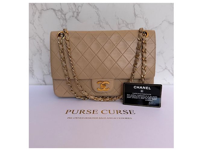 Timeless Bolso Chanel Classic Flap Medium en piel de cordero beige - vista 13