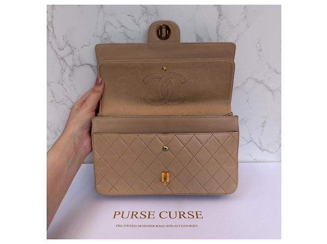 Timeless Bolso Chanel Classic Flap Medium en piel de cordero beige - vista 15