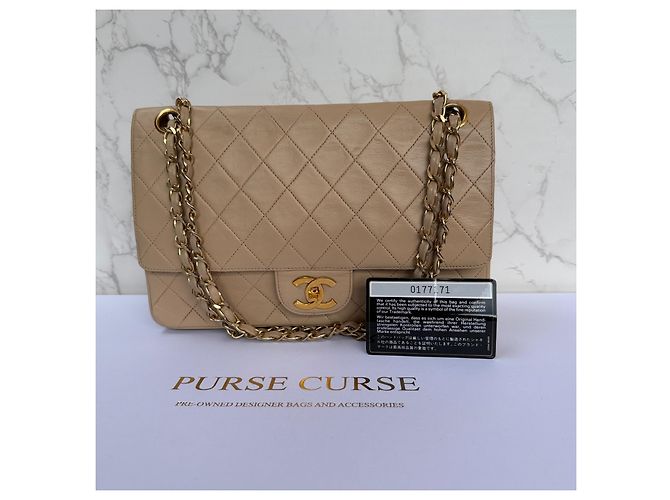 Timeless Bolso Chanel Classic Flap Medium en piel de cordero beige - vista 3