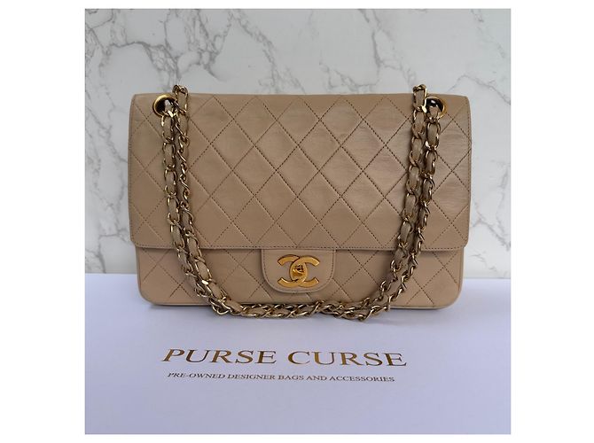 Timeless Bolso Chanel Classic Flap Medium en piel de cordero beige - vista 4