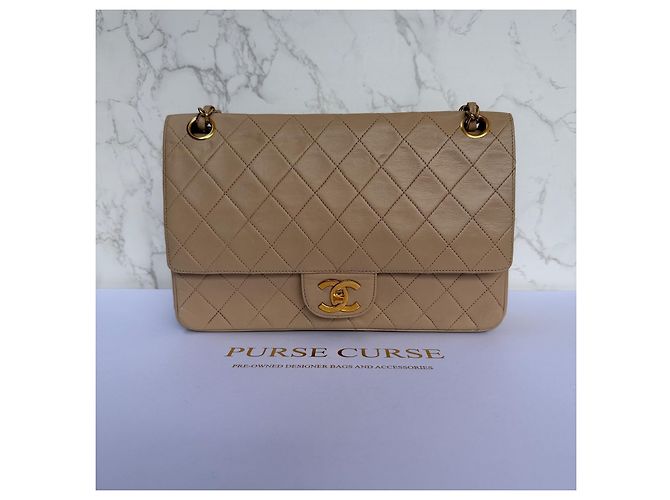 Timeless Bolso Chanel Classic Flap Medium en piel de cordero beige - vista 5