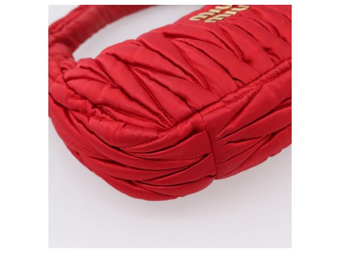 Sac à main Miu Miu Matelassé Satin 2way Rouge Or Auth 207610M Doré - vue 16