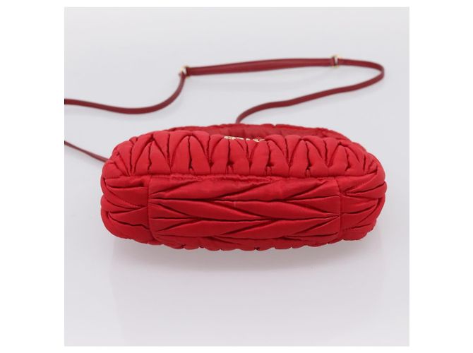 Sac à main Miu Miu Matelassé Satin 2way Rouge Or Auth 207610M Doré - vue 5