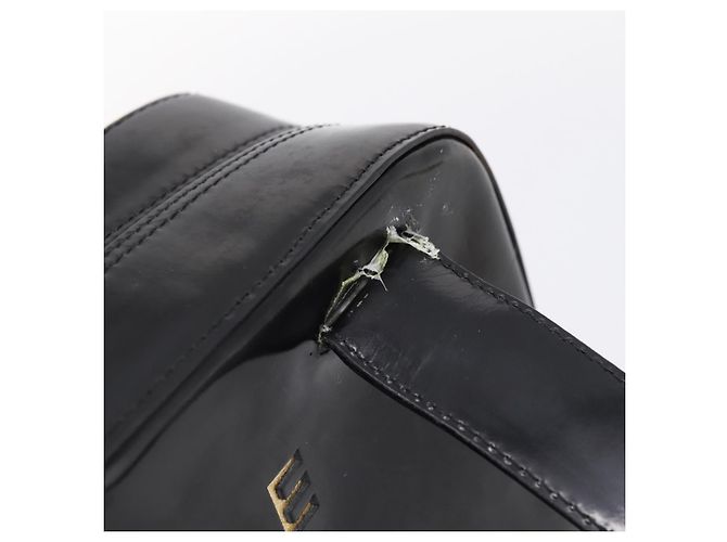 Céline Bolso de mano CELINE Cuero charol Negro Oro Auth bs37452 Dorado - vista 10