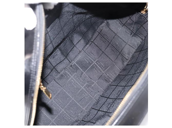 Céline Bolso de mano CELINE Cuero charol Negro Oro Auth bs37452 Dorado - vista 11