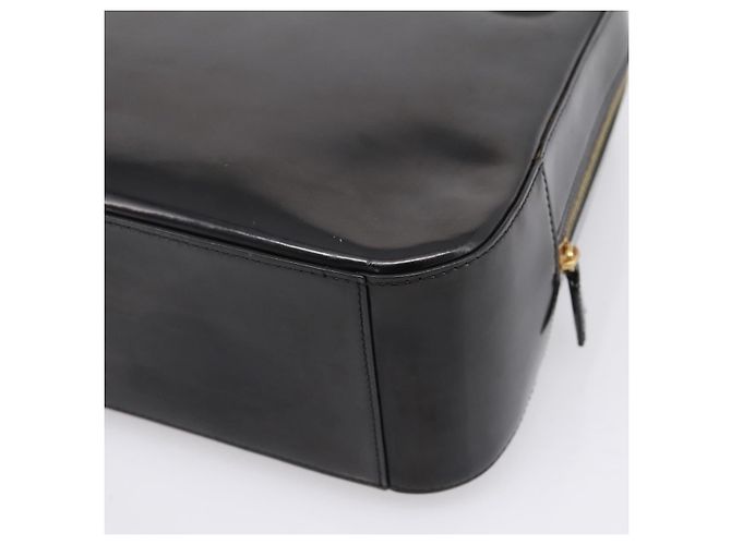 Céline Bolso de mano CELINE Cuero charol Negro Oro Auth bs37452 Dorado - vista 15