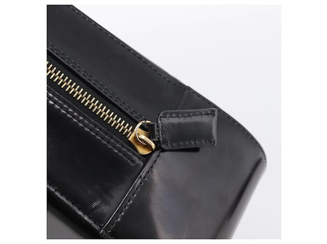 Céline Bolso de mano CELINE Cuero charol Negro Oro Auth bs37452 Dorado - vista 17