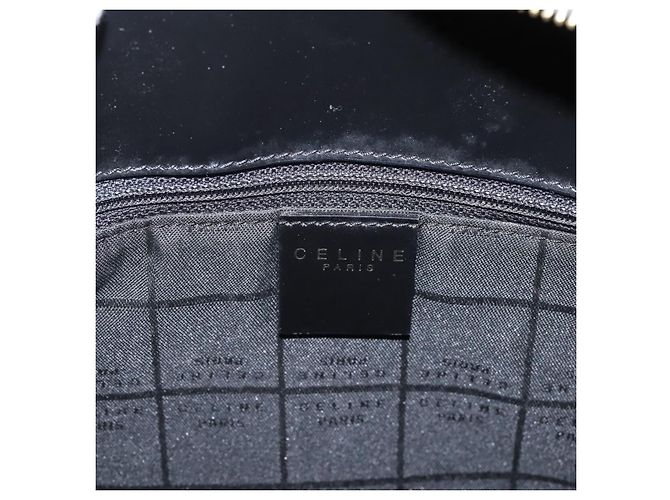 Céline Bolso de mano CELINE Cuero charol Negro Oro Auth bs37452 Dorado - vista 19
