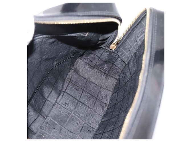 Céline Bolso de mano CELINE Cuero charol Negro Oro Auth bs37452 Dorado - vista 20