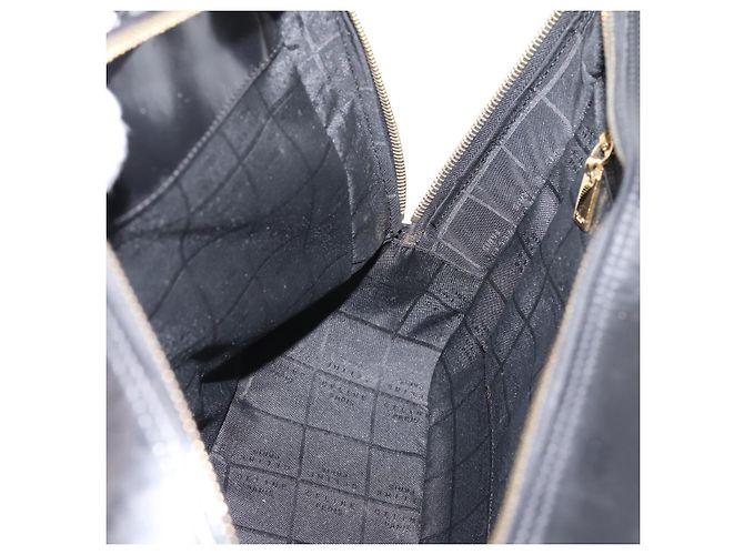 Céline Bolso de mano CELINE Cuero charol Negro Oro Auth bs37452 Dorado - vista 21