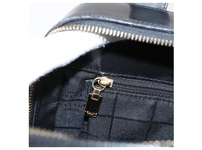 Céline Bolso de mano CELINE Cuero charol Negro Oro Auth bs37452 Dorado - vista 22