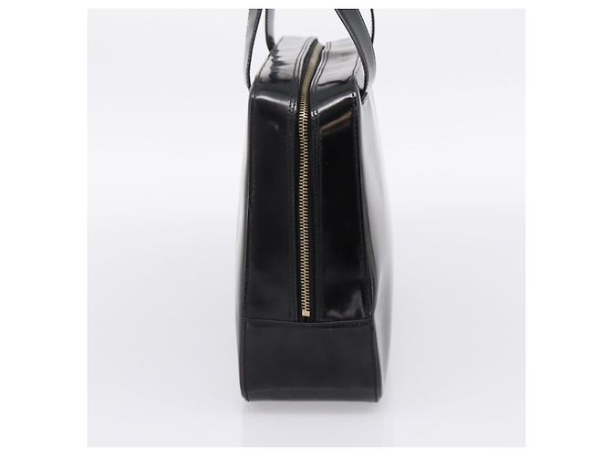 Céline Bolso de mano CELINE Cuero charol Negro Oro Auth bs37452 Dorado - vista 4