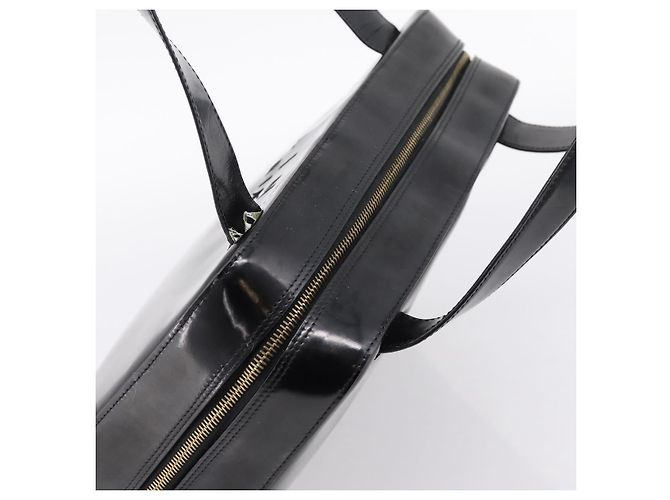 Céline Bolso de mano CELINE Cuero charol Negro Oro Auth bs37452 Dorado - vista 6