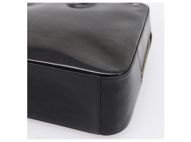 Céline Bolso de mano CELINE Cuero charol Negro Oro Auth bs37452 Dorado - vista 9