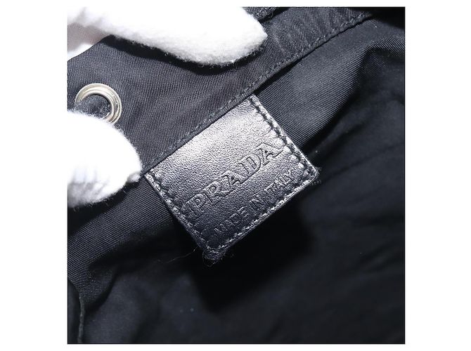 Pochette PRADA Nylon Noir Argent Auth 205450A Argenté - vue 10