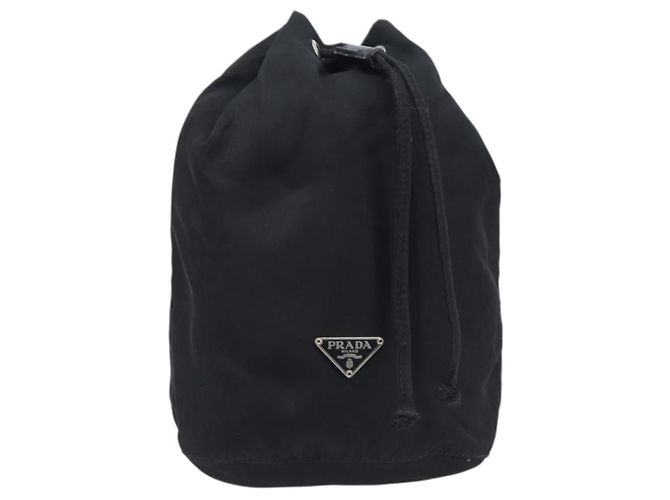Pochette PRADA Nylon Noir Argent Auth 205450A Argenté - vue 13