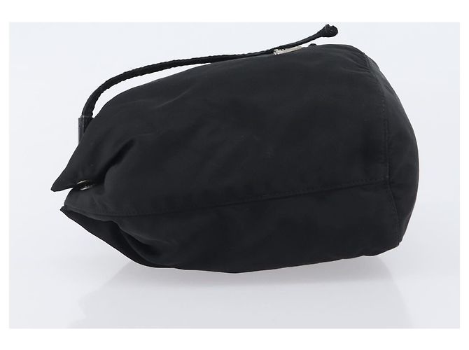 Pochette PRADA Nylon Noir Argent Auth 205450A Argenté - vue 4