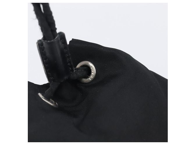 Pochette PRADA Nylon Noir Argent Auth 205450A Argenté - vue 9