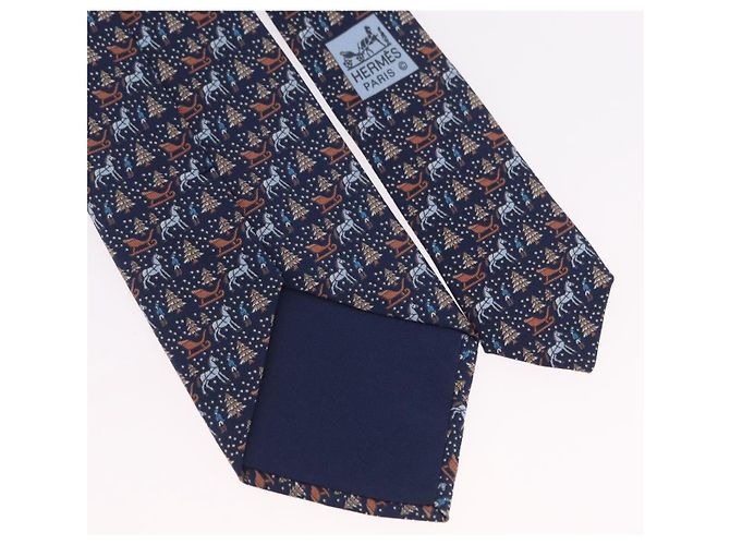 Hermès HERMES Necktie Silk Navy Auth 206433M Navy blue - view 10